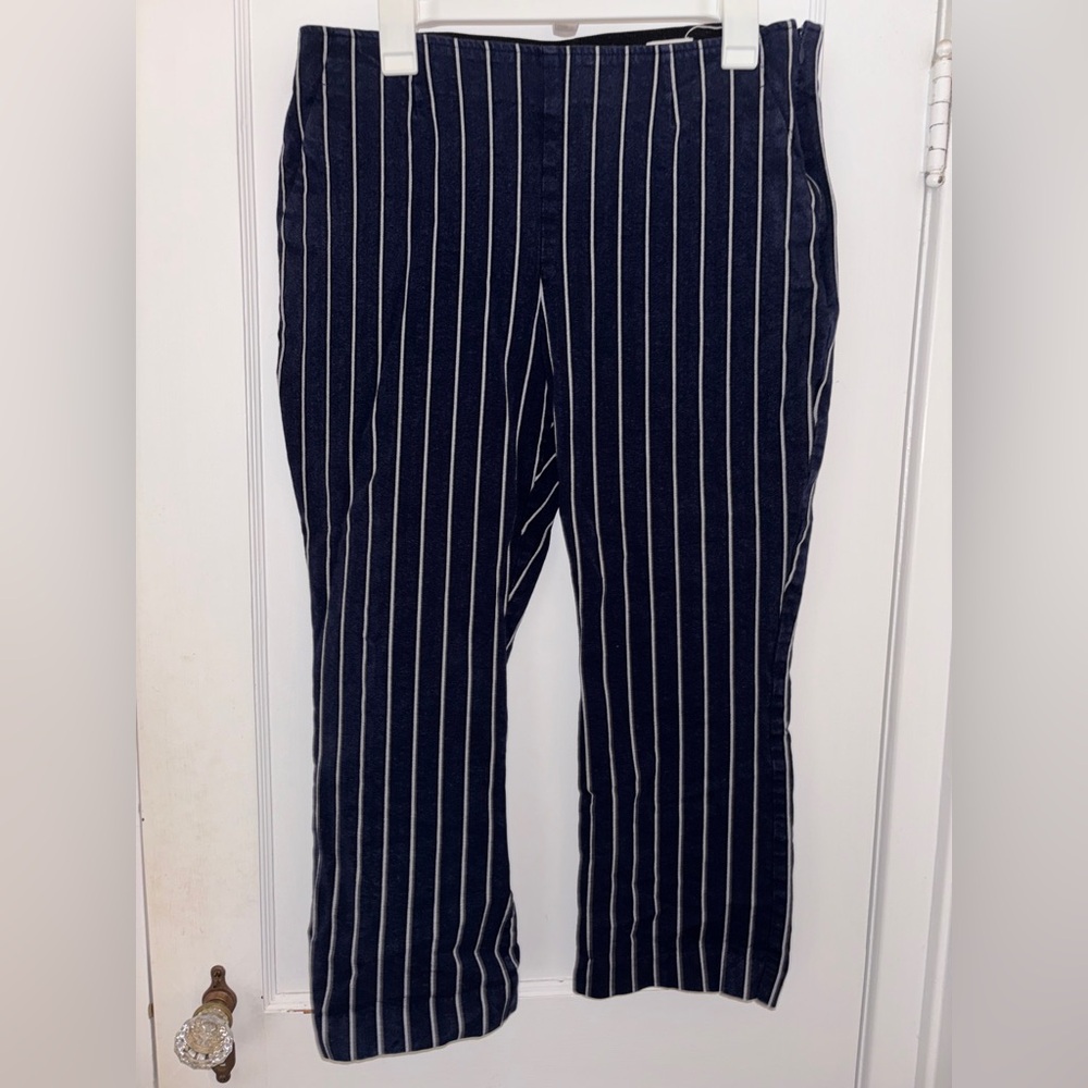 GAP Navy and White Striped Crop Flare Pants